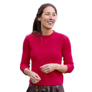 TITLE NINE Dark Pink Breakthrough Crew Neck Sweater Long Sleeve Women's Medium